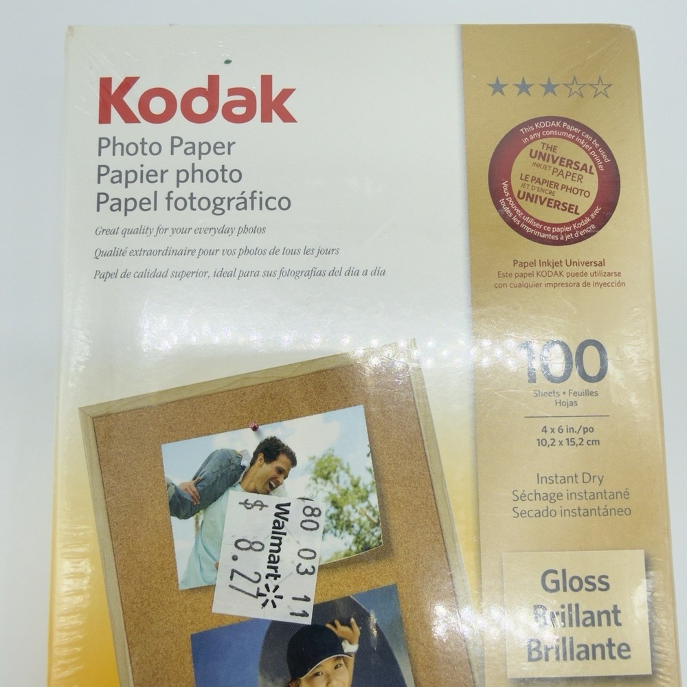 KODAK Photo Paper Gloss Instant Dry 4" x 6" 100 Sheets 6 mil Thickness - Picture 2 of 7